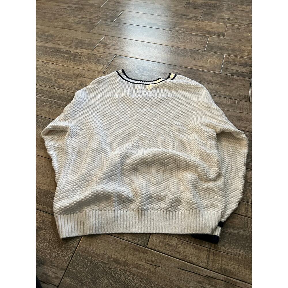 Hollister Co. Women's White & Navy V-Neck Knitted Baggy Sweater Size Small - Picture 3 of 4